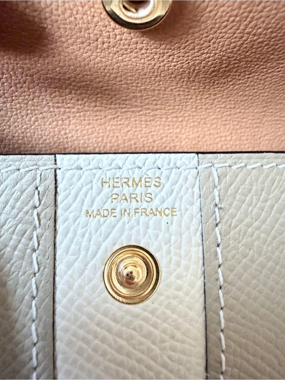Hermes Kelly Pocket Bayadere 18 belt in Trench/Craie